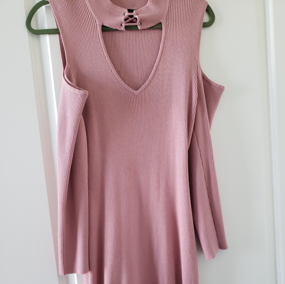 NEW-ALMOST Famous Cold Shoulder Sweater Dress
